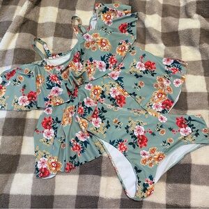 Amazon Floral Bikini Set - Green and Red